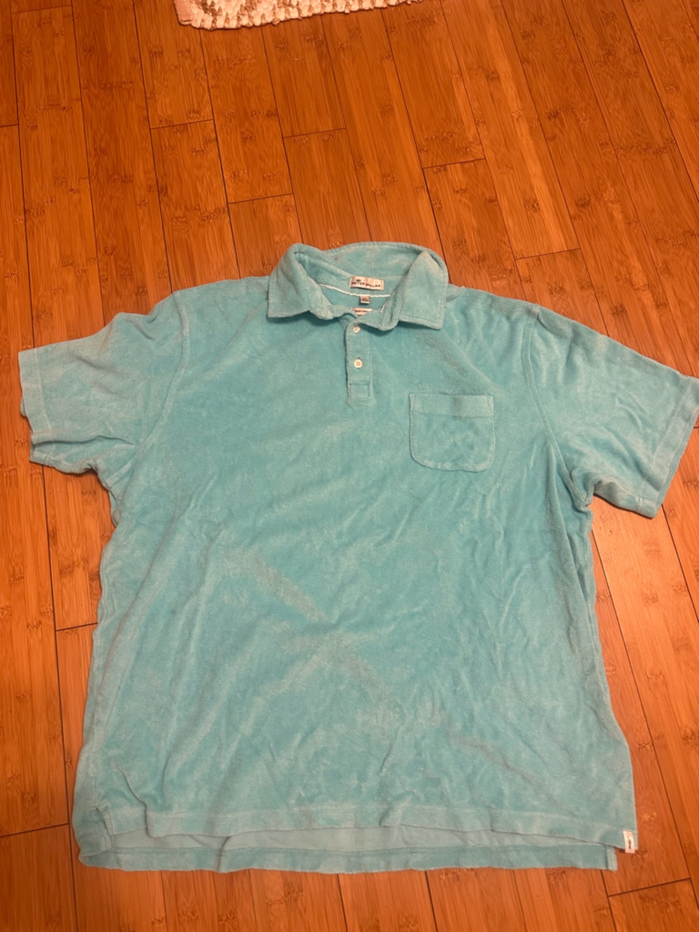 Peter Millar Aqua Terry Polo with Chest Pocket